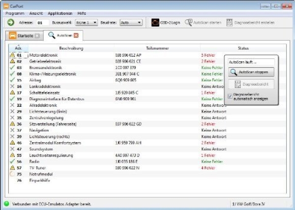 Interface AutoDia K509 mit CarPort Software CAN - VW AUDI SEAT SKODA