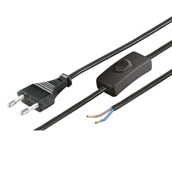 Euro Netz Leitung mit Schalter + Stecker - 150 cm - Strom Kabel Lampenkabel