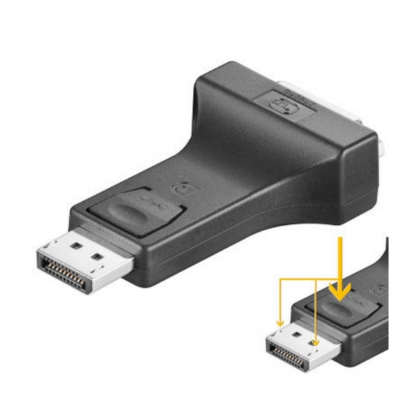 Displayport-Adapter DVI-D 24+1 Bu. 20-pol DP-St.