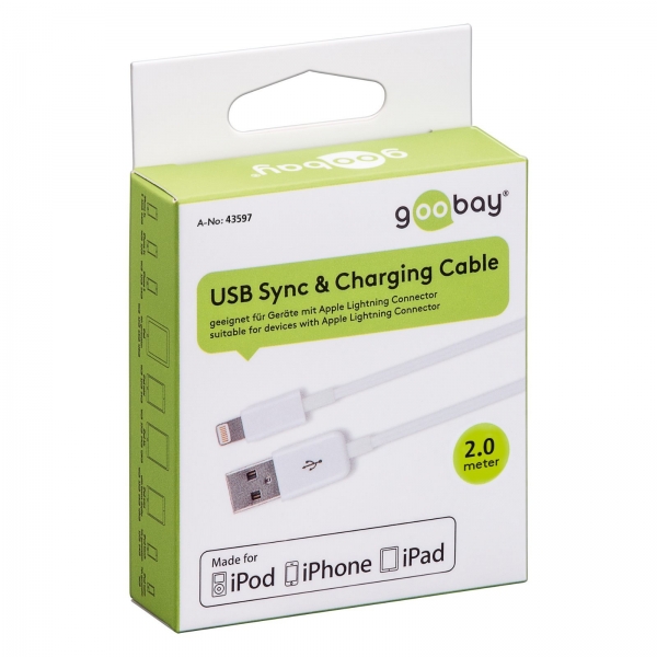 USB Kabel Ladekabel Datenkabel 2m Weiss für iPhone iPod iPad