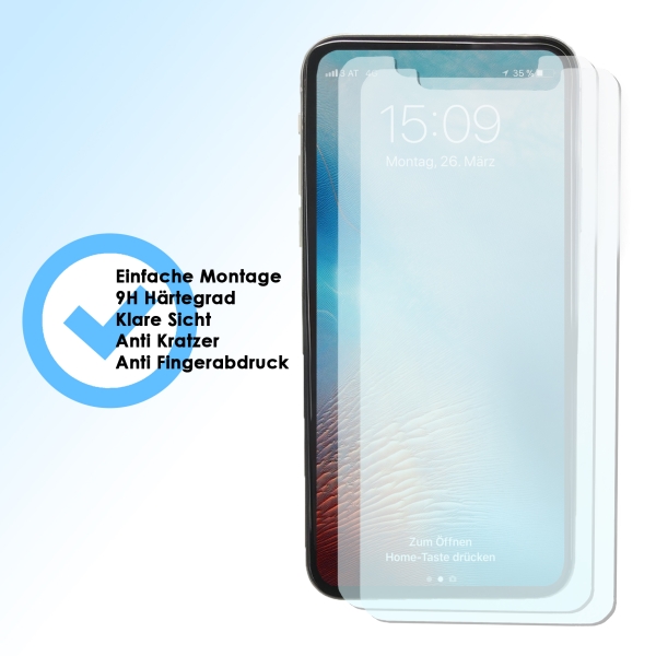 2 Stück iPhone XS Glasfolie Hartglas Panzerfolie Schutzglas Glas Folie 9H