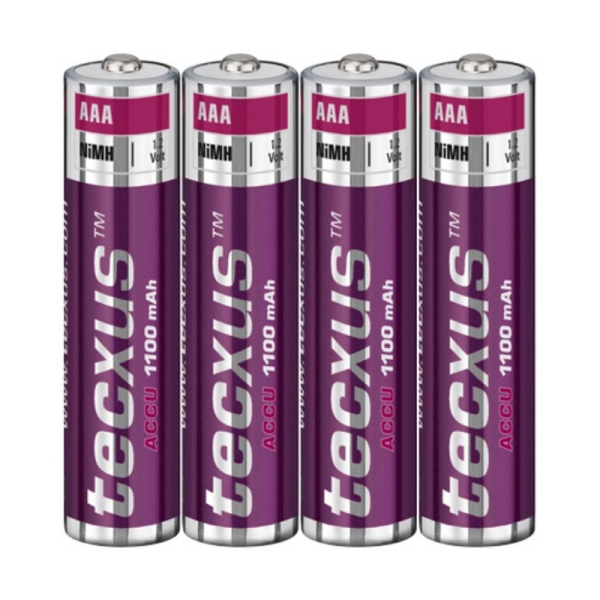 Tecxus 4x AAA Micro Ni-MH Akkus 1,2 V 1100 mAh