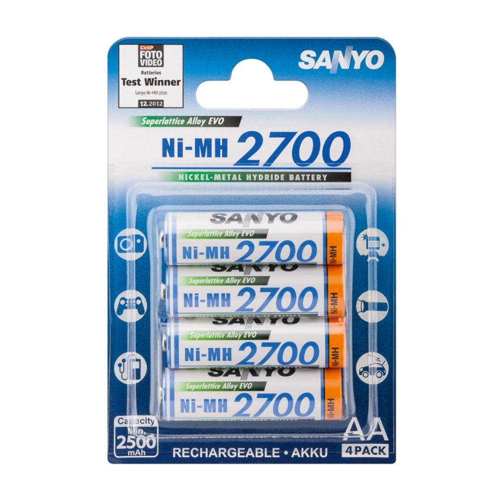 4x SANYO AKKUS ADVANCED 1,2V NIMH 2700MAH MIGNON AA AKKU